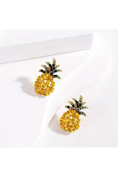 Silpus Ananas Küpe Taşlı