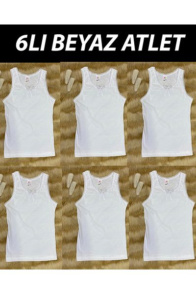skycott 6LI Tricou alb pentru fete cu detaliu fundita cu bretele 100% bumbac