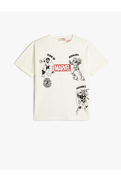 Koton تي شيرت مارفل مرخص بأكمام قصيرة ورقبة دائرية من القطن