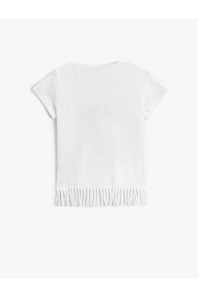 Koton Unicorn Printed Tassel T-Shirt Short Sleeve