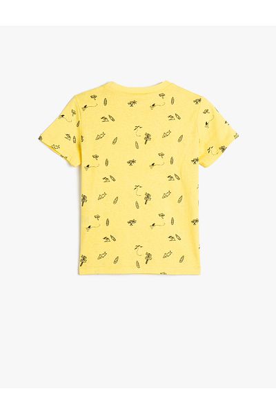 Koton Tricou cu mânecă scurtă din bumbac imprimat cu decolteu