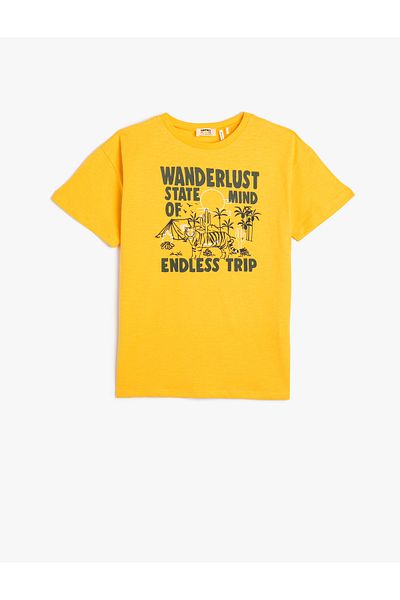 Koton Crew Neck Printed Cotton Short Sleeve T-Shirt