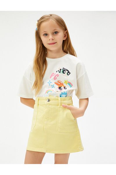 Koton Denim Skirt Mini Size Pocketed Cotton Adjustable Elastic Waist