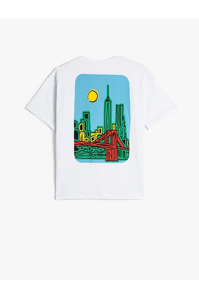 Koton Tricou Brooklyn, cu mânecă scurtă, cu decolteu, din bumbac