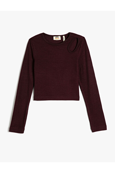 Koton Basic-T-Shirt aus gerippter Baumwolle mit langen Ärmeln und Rundhalsaus...