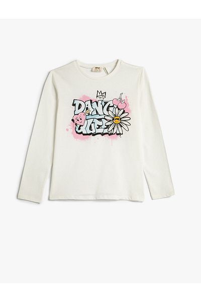 Koton Long Sleeve Printed T-Shirt Round Neck Cotton