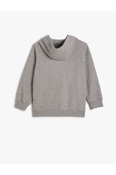 Koton Basic Hooded Sweatshirt Soft Textured Label Detailed