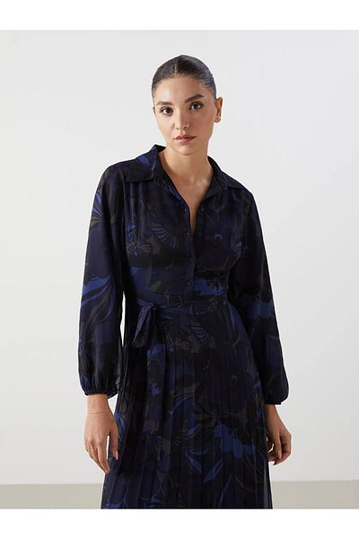 LC Waikiki Lcwaikiki Classic Mixed Shirt Collar Floral Women's Dress