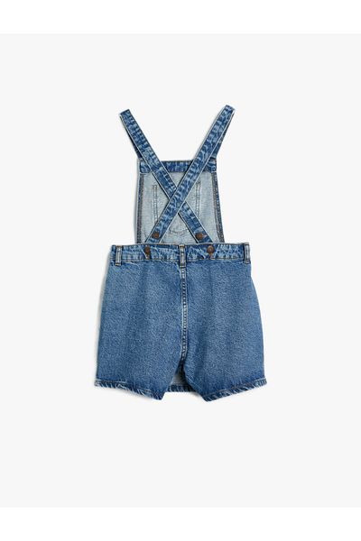 Koton Rochie Basic Denim Salopet cu Buzunare Bumbac