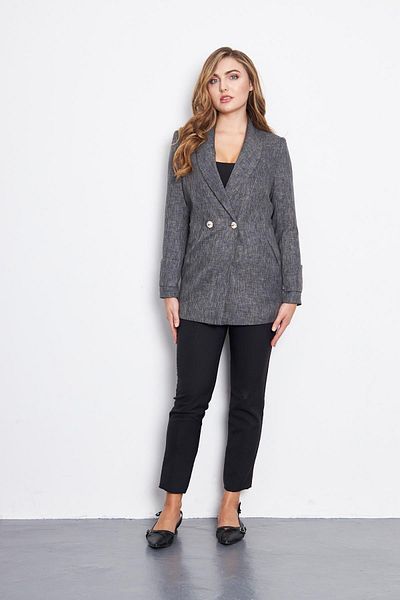 LOVELF Anthracite Double Breasted Sunflower Jacket - Sleeve Placket