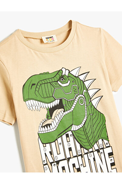 Koton Tričko s krátkým rukávem Dinosauří potisk s výstřihem z bavlny