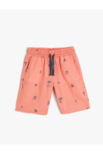 Koton شورت تشينو من الكتان بجيب مطاطي على الخصر