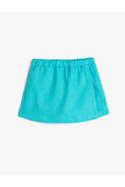 Koton Fustă Pantaloni scurți din in. Wrap elastic în talie