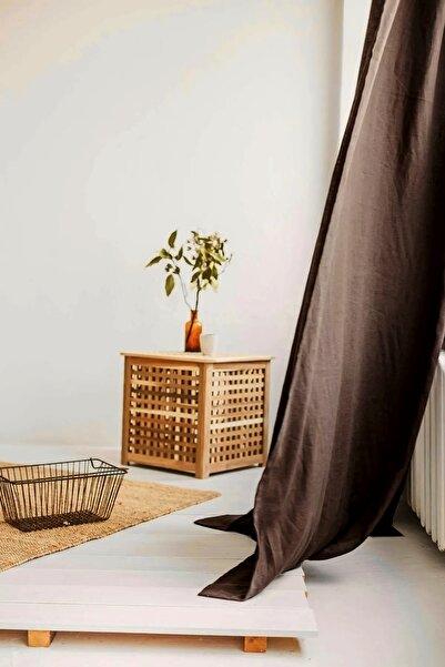 miyolin Kornişli Yıkanmış Keten Perde, Yıkanmış Keten Fon Perde, Tek Kanat Pi...