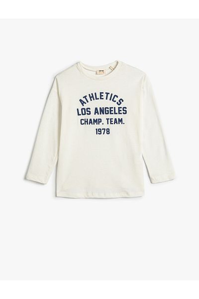 Koton College T-Shirt Long Sleeve Crew Neck Cotton