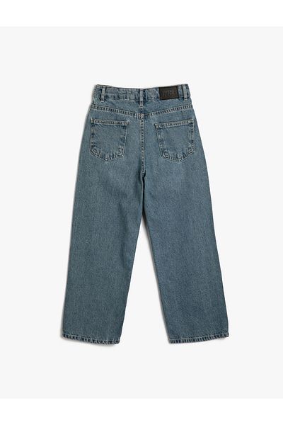 Koton Denim Trousers Straight Leg Pocket Cotton Straight Jean