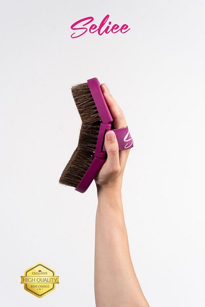 Seliee Ergonomic Natural Horsehair Cellulite Brush (with Storage Box Gift)