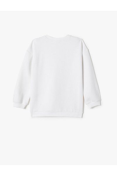 Koton Teddy Bear Printed Sweatshirt Long Sleeve Crew Neck Ribbed