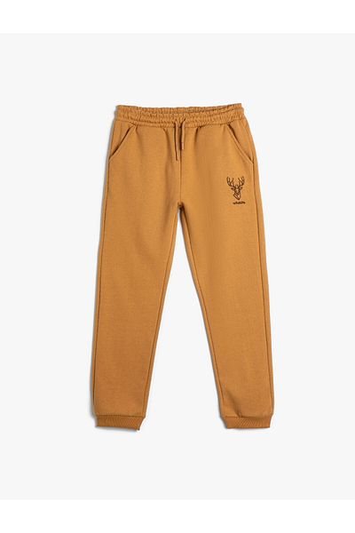 Koton Jogger Sweatpants Deer Printed Tie Κορδέλα μέσης