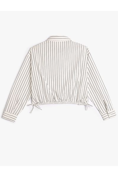 Koton Crop Shirt Long Sleeve Tie Waist Cotton