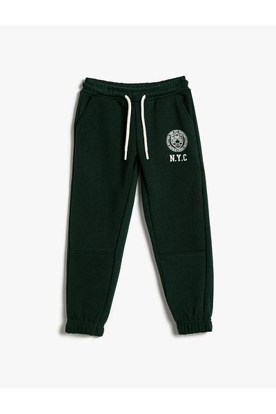 Koton College Jogger Sweatpants with Drawstring Waist Tie Pocket