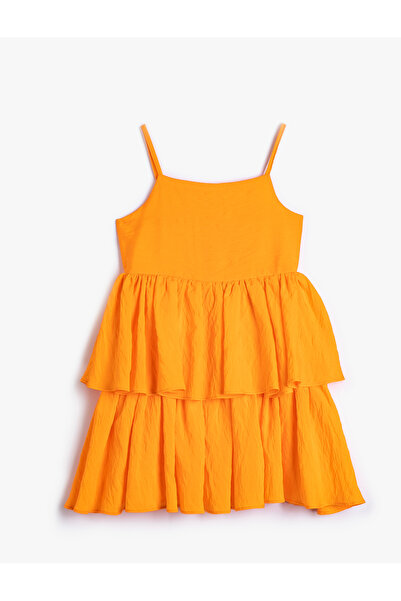 Koton Mini Elbise İnce Askılı Katlı Viskon Kumaş