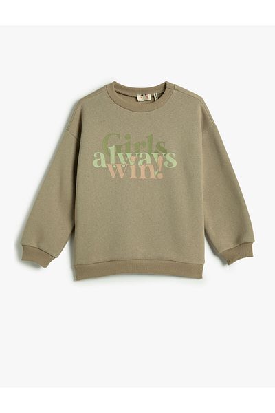 Koton Geripptes Sweatshirt mit langen Ärmeln und Rundhalsausschnitt
