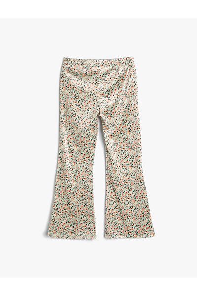 Koton Floral Flared Trousers with Elastic Waist