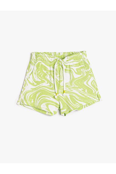 Koton Shorts Tie Waist Pocket Abstract Patterned Cotton