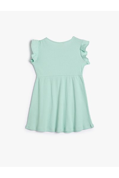 Koton Φόρεμα Mini Size Basic Αμάνικο βολάν με στρογγυλή λαιμόκοψη Βαμβακερό με ραβδώσεις