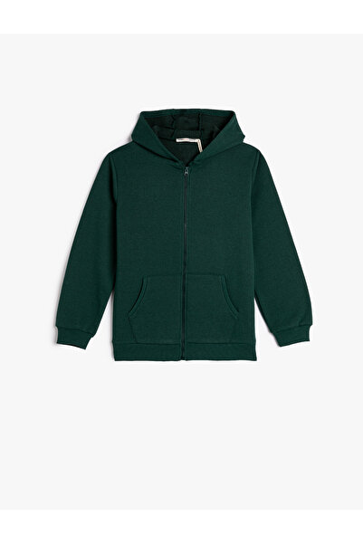 Koton Φούτερ με φερμουάρ με κουκούλα Basic τσεπάκι καγκουρό