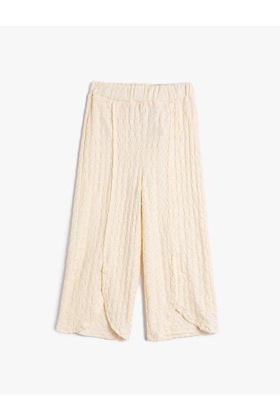 Koton Palazzo-Hosenbeine, asymmetrische Taille, elastisch, strukturiert