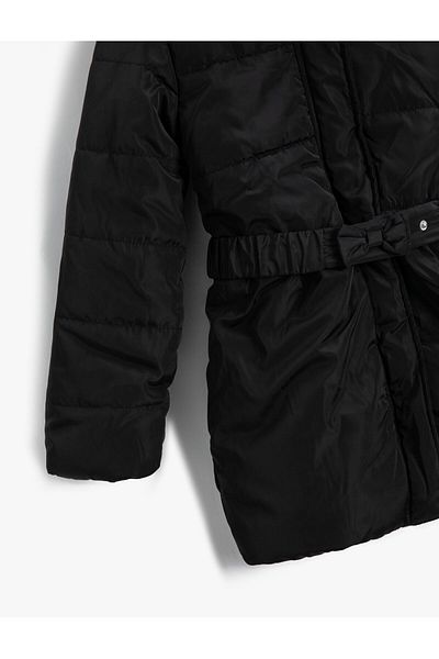 Koton Long Puffer Coat with Faux Fur Detail