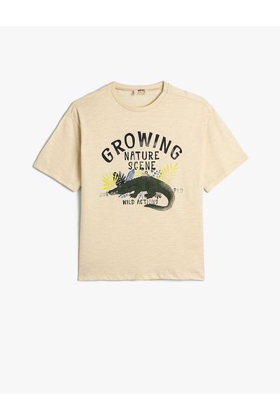 Koton Tricou cu mânecă scurtă cu imprimeu crocodil din bumbac