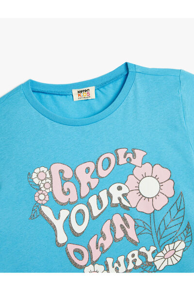 Koton Μπλουζάκι κοντομάνικο σλόγκαν εμπριμέ βαμβακερό