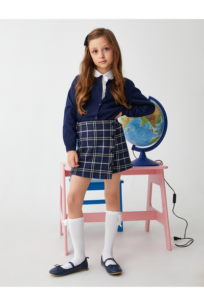 Koton Basic-Mini-Shorts-Rock, zweireihig, elastische Taille, strukturiert