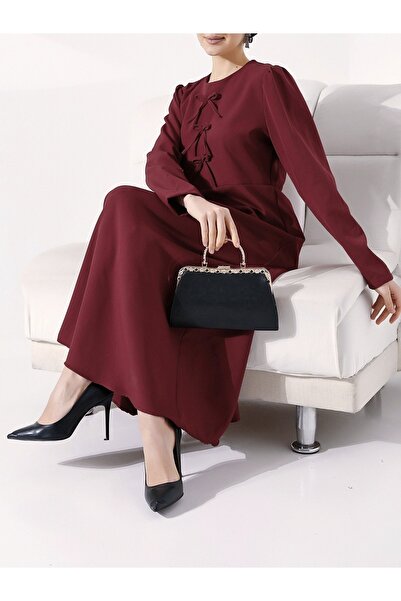 Modamorfo Imported Crepe Dress with Ribbon Detail