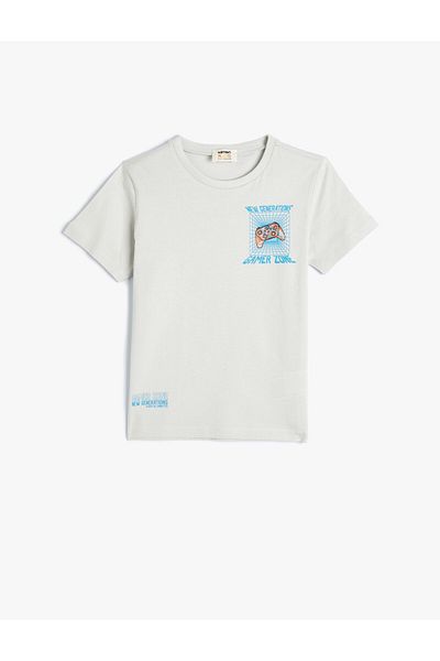 Koton Game Themed Short Sleeve Crew Neck Cotton T-Shirt