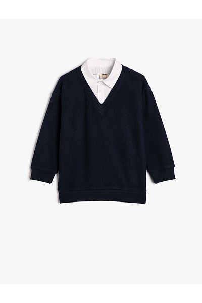 Koton Košilový límec Sweat Dlouhý rukáv Měkká žebrovaná textura