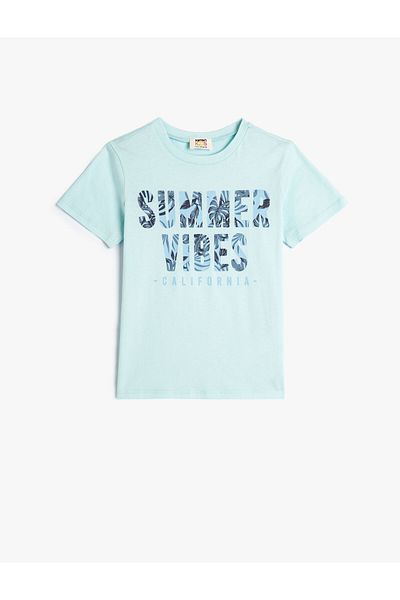 Koton Βαμβακερό T-shirt με κοντό μανίκι με λαιμόκοψη