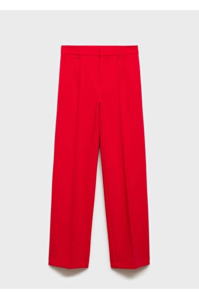 MANGO Woman Dekoratif dikişli düz kesim pantolon