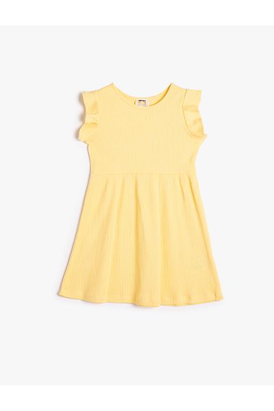 Koton Decolteu rotund - Rochie mini cu volane, fara maneci, bumbac cu nervuri