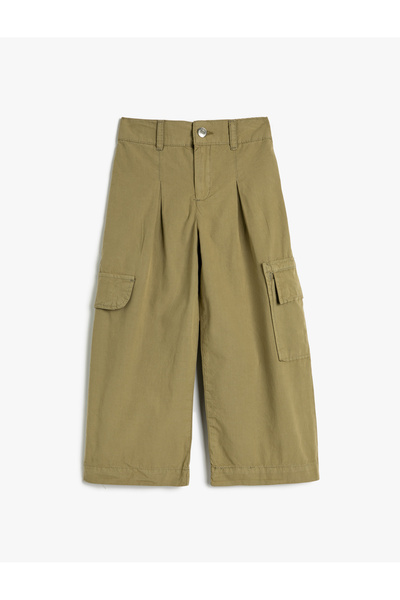 Koton Cargohose mit hoher Taille und weitem Bein