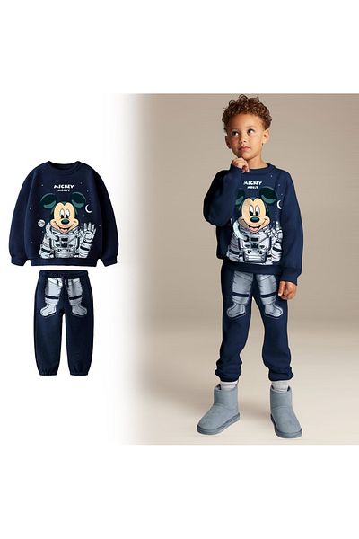 Lolliboomkids Boy's Space Themed Astronaut Printed Sweatshirt Sweatpants 2 Piece Tracksuit Set