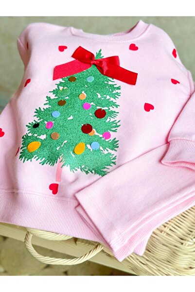 Lolliboomkids Σετ αθλητικής φόρμας για κορίτσια σε ροζ χρώμα - Εκτύπωση από ξύλο πεύκου, λεπτομέρεια κορδέλας με φιόγκο