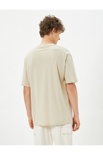 Koton Skull Printed T-Shirt Off Shoulder Crew Neck Cotton