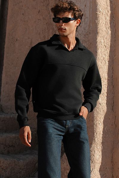 Whish Ιταλικό φούτερ Tierra Noir Loose Fit με πέτο