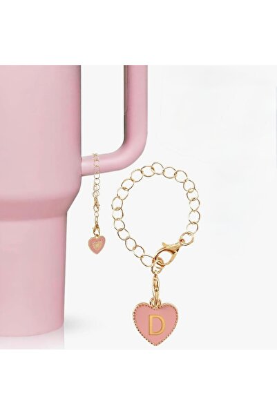 arredamento D Harfi Kalpli Termos Uyumlu Pembe Charm Aksesuar Sallantılı Süs