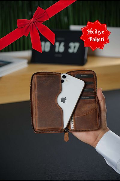 WATCHOFROYAL Leon Crazy Tan Phone Wallet