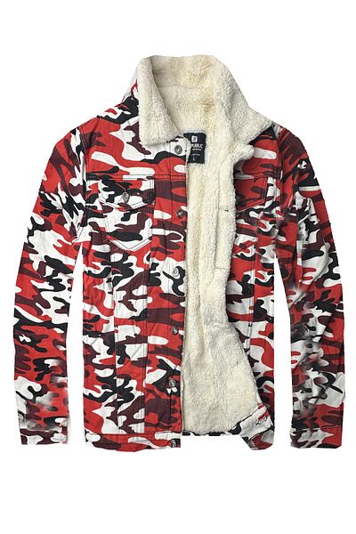 alaska the last frontier R.lion Premium Slim Fit τζιν παλτό - Κόκκινο καμουφλάζ